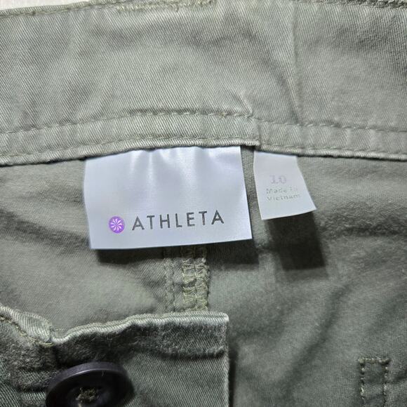 Athleta Mid Rise Zip Leg Green Organic Cotton Stretch Casual Ankle Pants Size 10 - Picture 4 of 5